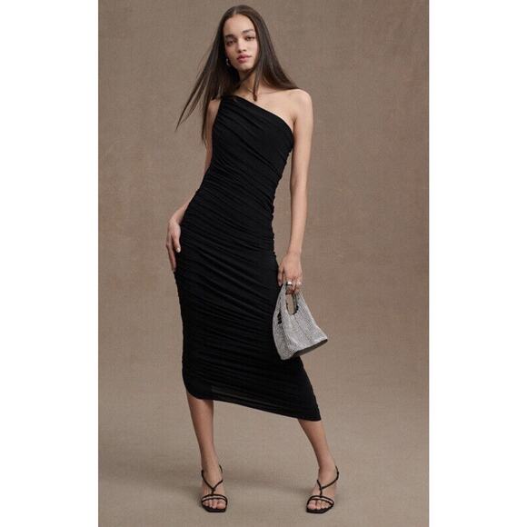 New Anthropologie Normali Kamali Diana One Shoulder Ruched Dress - Picture 1 of 13